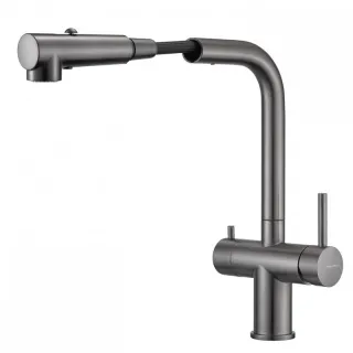 Смеситель для кухни Milacio Ultra MCU.561.GM под фильтр с вытяжной лейкой вороненая сталь